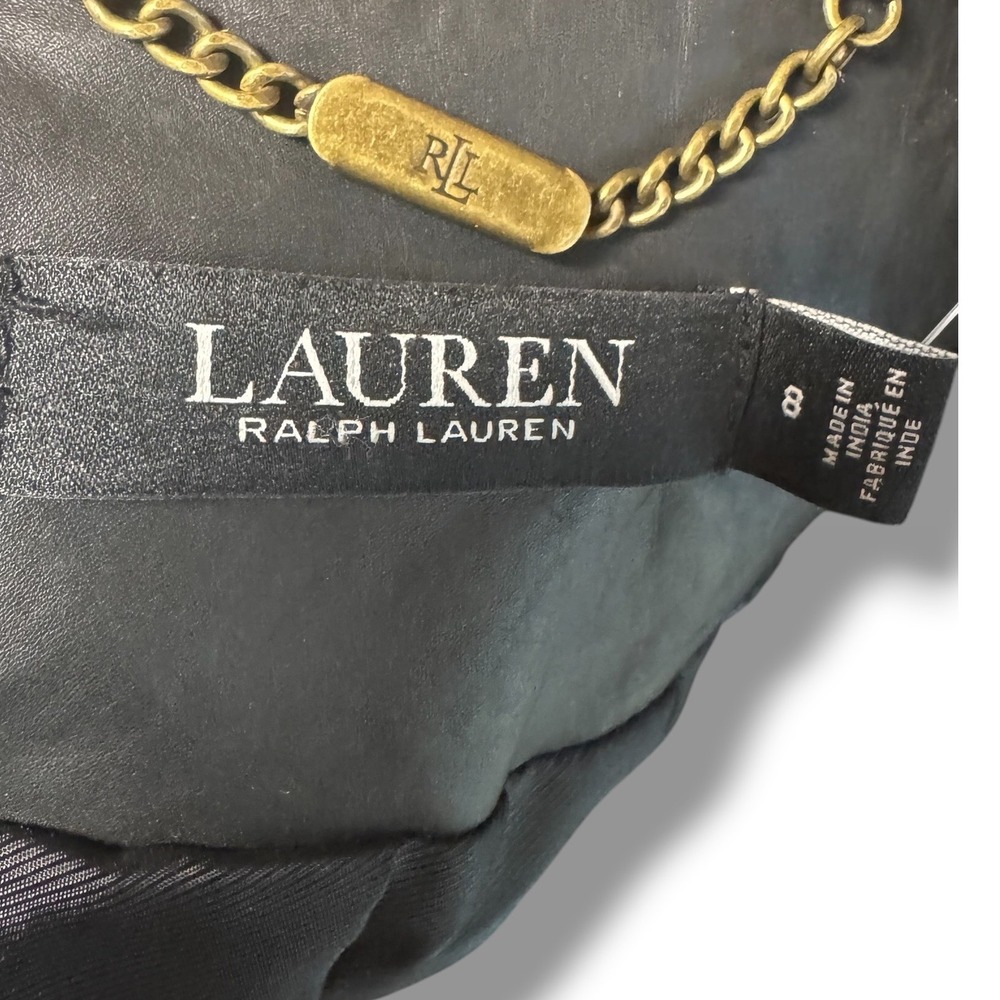 Ralph Lauren Moto Jacket NEW Women 8 Black Laser Cut Leather Biker Chic Luxury - Picture 5 of 12